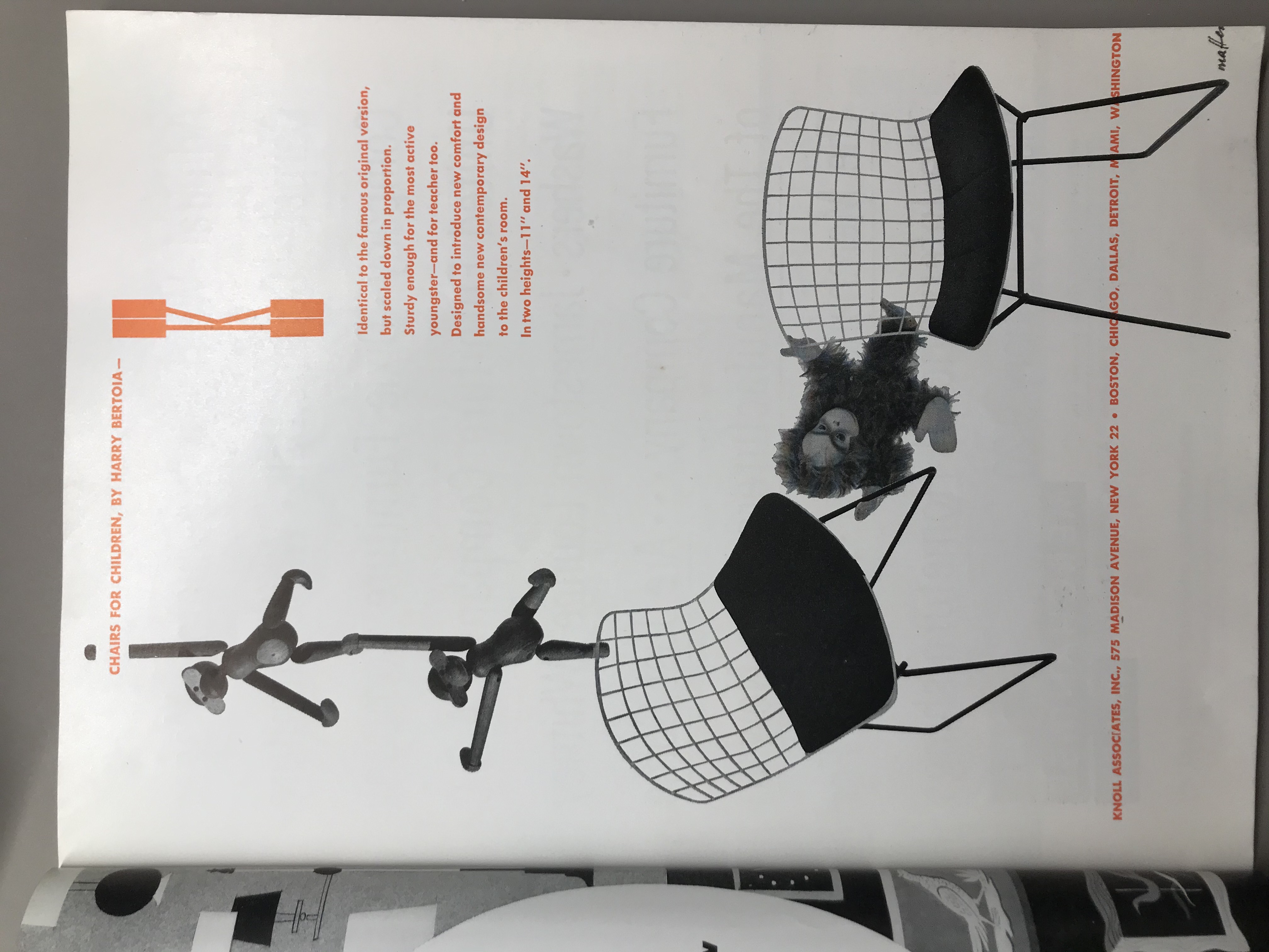 Chairs for children by Harry Bertoia, December 1955