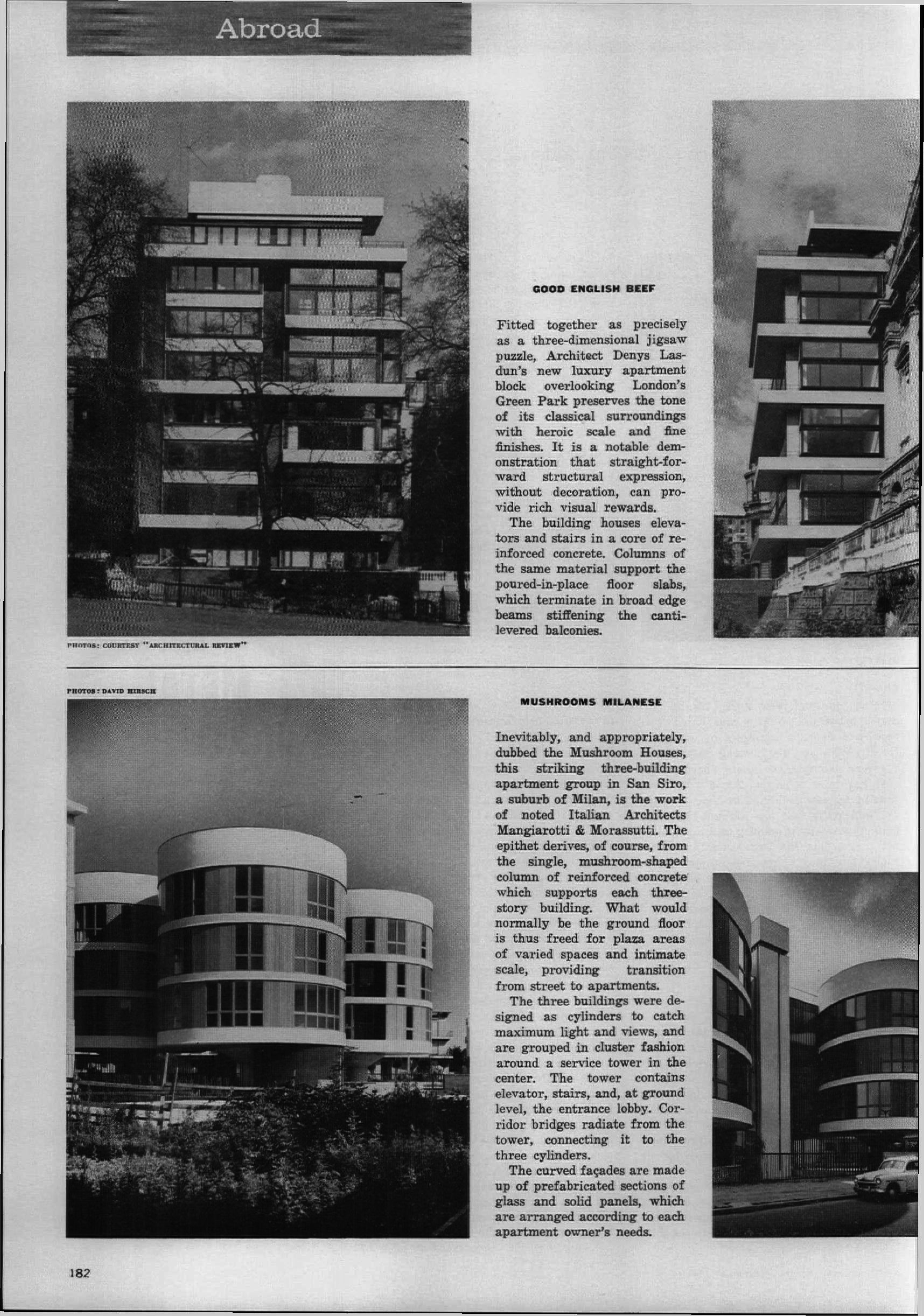 1961. “Mushroom Milanese”, Architectural Forum, 115, no. 5 (November): 182.