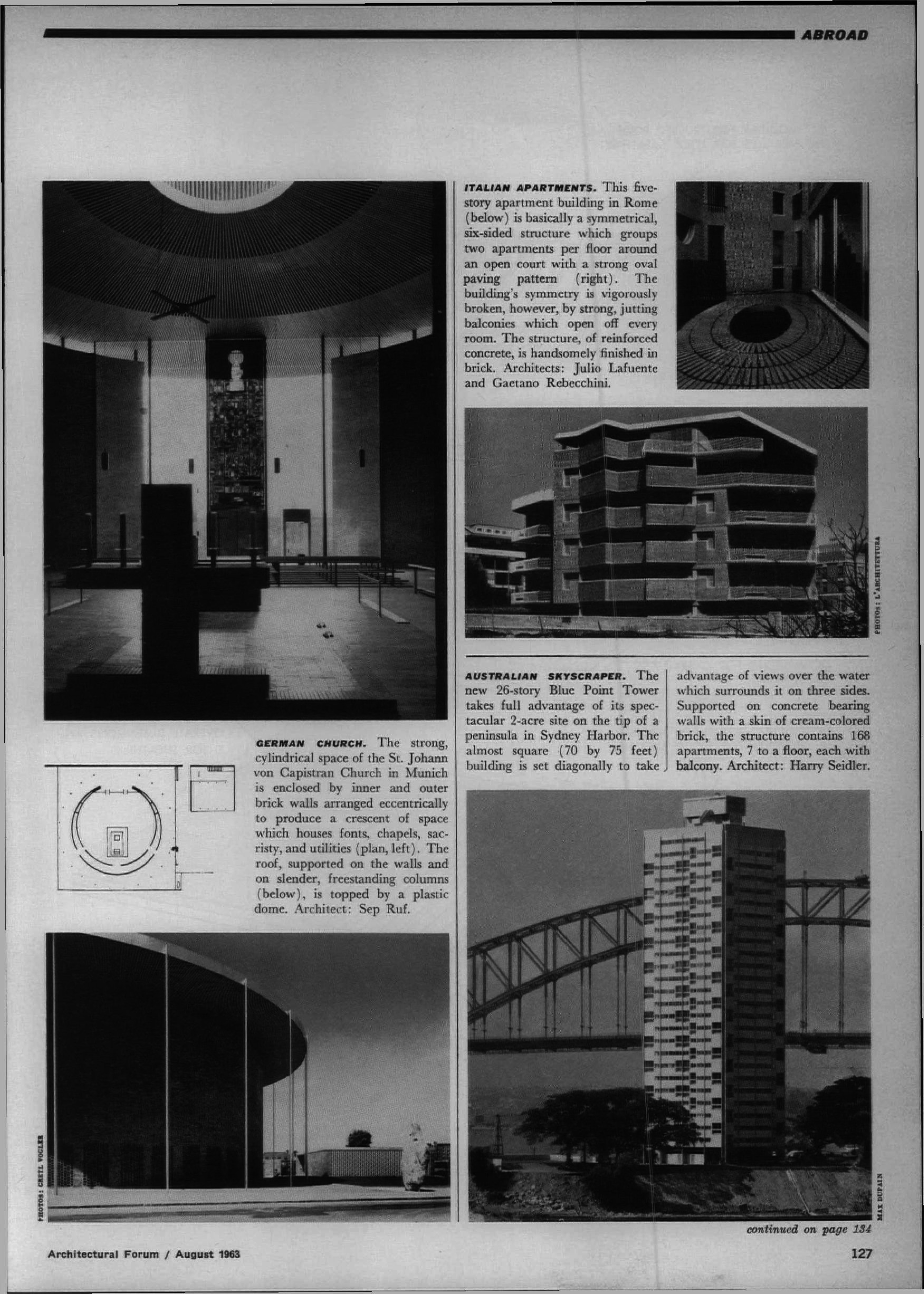 1963. “Italian apartments (Five story apartment building, Julio Lafuente and Gaetano Rebecchini, Rome)”, Architectural Forum, 120, no. 8 (August): 127.