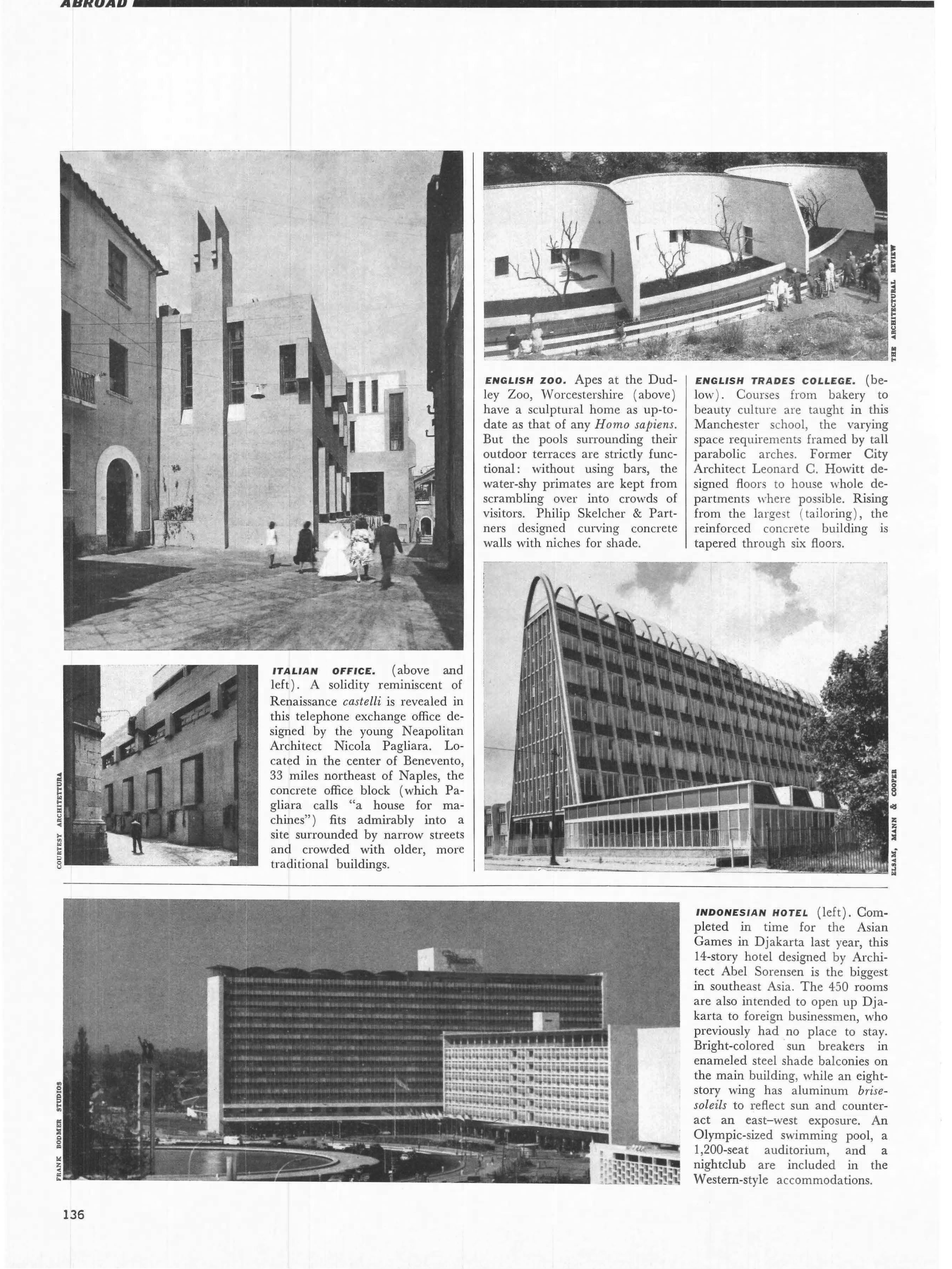 1963. “Italian office (Telephone exchange office, Nicola Pagliara, Benevento)”, Architectural Forum, 120, no. 9 (September): 136.