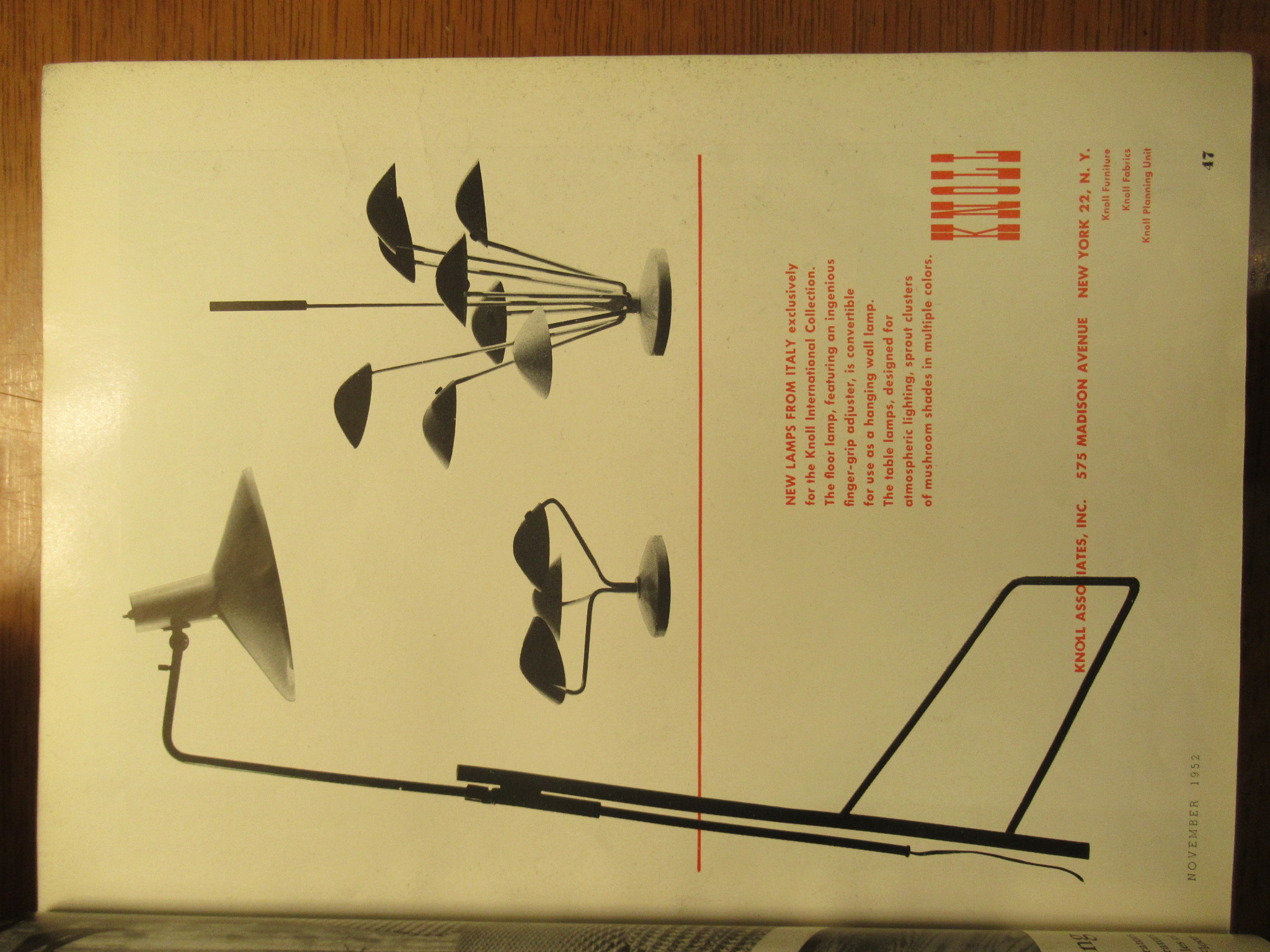 New lamps from Italy, November 1952