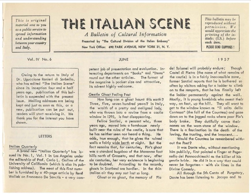 The Italian Scene, June 1957, vol. IV no. 6