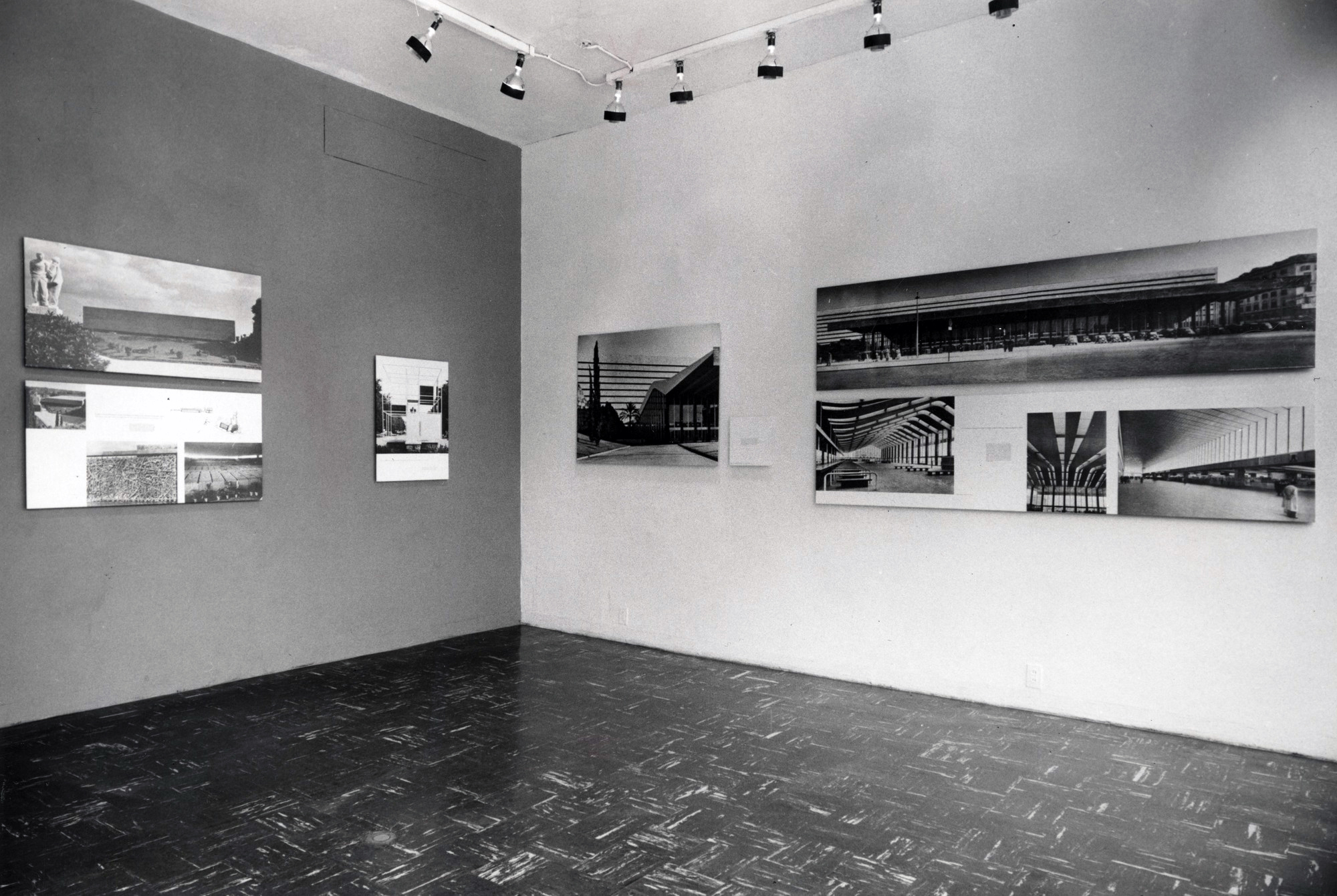 Installation view at the New York opening, Section "The Post-War Work: Architecture"